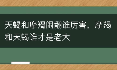 天蝎和摩羯闹翻谁厉害，摩羯和天蝎谁才是老大
