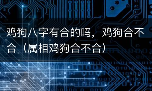鸡狗八字有合的吗，鸡狗合不合（属相鸡狗合不合）
