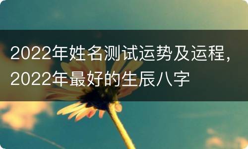 2022年姓名测试运势及运程，2022年最好的生辰八字