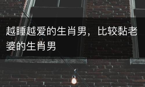 越睡越爱的生肖男，比较黏老婆的生肖男