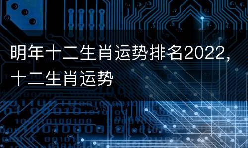 明年十二生肖运势排名2022，十二生肖运势