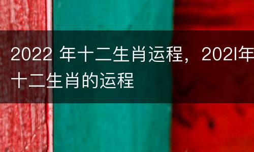 2022 年十二生肖运程，202l年十二生肖的运程