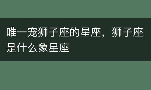 唯一宠狮子座的星座，狮子座是什么象星座