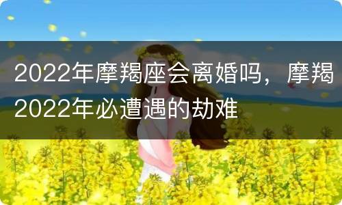 2022年摩羯座会离婚吗，摩羯2022年必遭遇的劫难