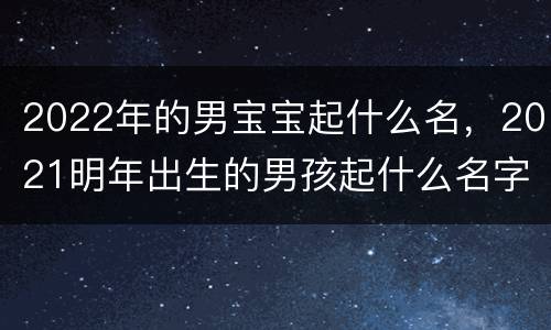 2022年的男宝宝起什么名，2021明年出生的男孩起什么名字好
