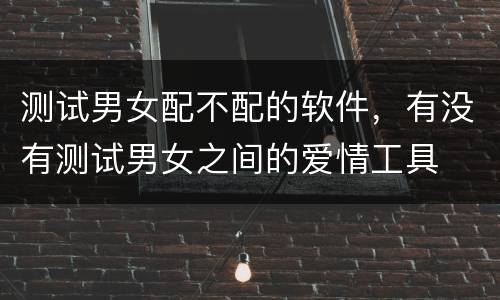 测试男女配不配的软件，有没有测试男女之间的爱情工具