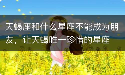 天蝎座和什么星座不能成为朋友，让天蝎唯一珍惜的星座