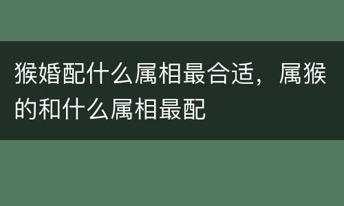 猴婚配什么属相最合适，属猴的和什么属相最配