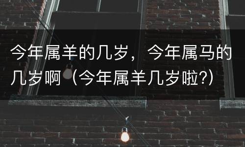 今年属羊的几岁，今年属马的几岁啊（今年属羊几岁啦?）