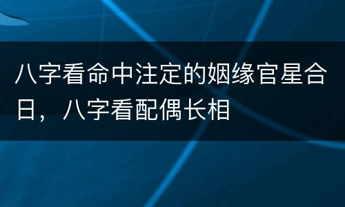 八字看命中注定的姻缘官星合日，八字看配偶长相