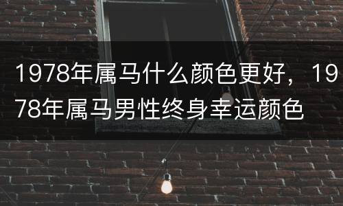 1978年属马什么颜色更好，1978年属马男性终身幸运颜色