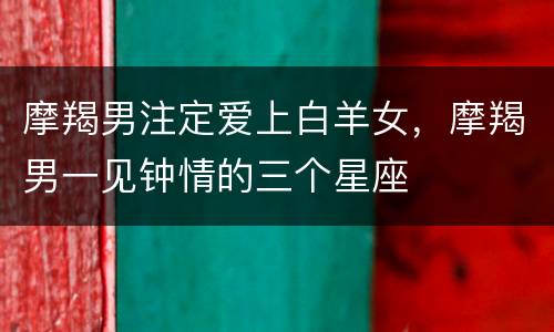 摩羯男注定爱上白羊女，摩羯男一见钟情的三个星座