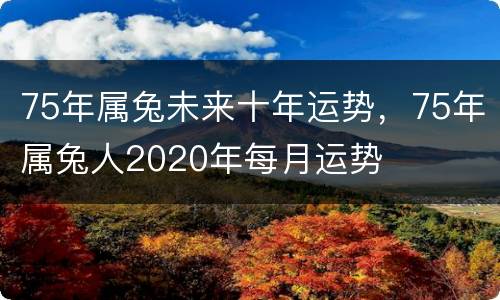 75年属兔未来十年运势，75年属兔人2020年每月运势