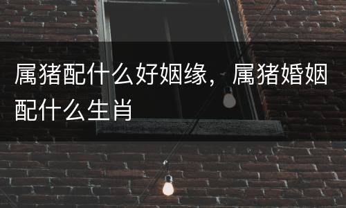 属猪配什么好姻缘，属猪婚姻配什么生肖