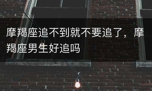 摩羯座追不到就不要追了，摩羯座男生好追吗