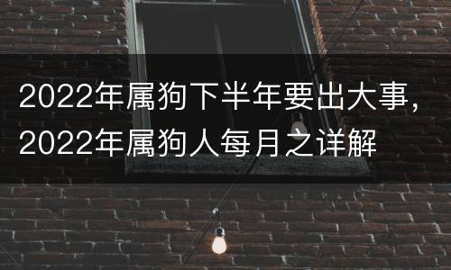 2022年属狗下半年要出大事，2022年属狗人每月之详解