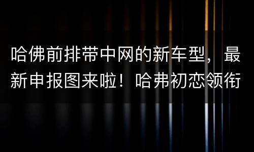 哈佛前排带中网的新车型，最新申报图来啦！哈弗初恋领衔，这几款自主重磅S