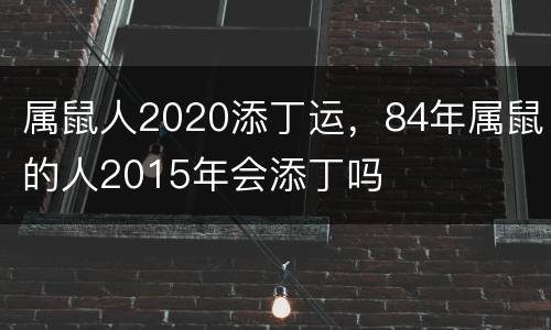 属鼠人2020添丁运，84年属鼠的人2015年会添丁吗