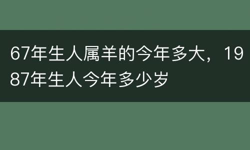67年生人属羊的今年多大，1987年生人今年多少岁