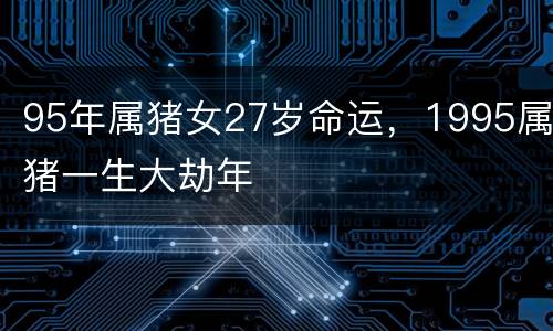 95年属猪女27岁命运，1995属猪一生大劫年