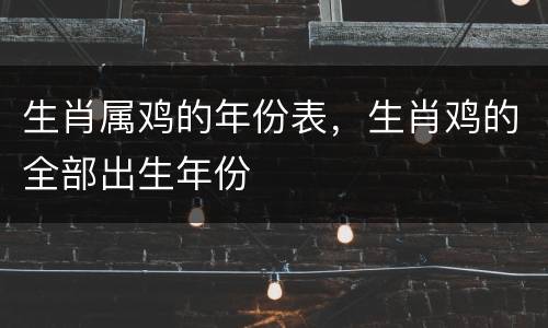 生肖属鸡的年份表，生肖鸡的全部出生年份