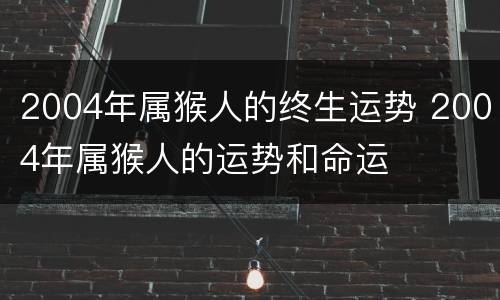 2004年属猴人的终生运势 2004年属猴人的运势和命运