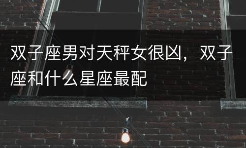 双子座男对天秤女很凶，双子座和什么星座最配