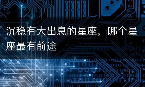 沉稳有大出息的星座，哪个星座最有前途