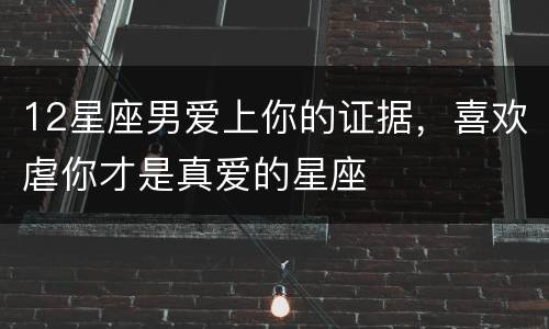 12星座男爱上你的证据，喜欢虐你才是真爱的星座