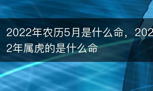 2022年农历5月是什么命，2022年属虎的是什么命