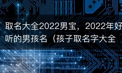 取名大全2022男宝，2022年好听的男孩名（孩子取名字大全2022男孩）
