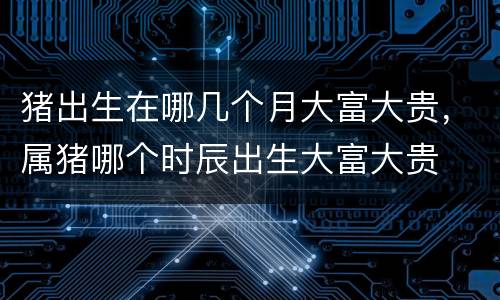 猪出生在哪几个月大富大贵，属猪哪个时辰出生大富大贵
