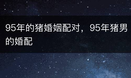 95年的猪婚姻配对，95年猪男的婚配