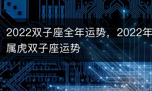 2022双子座全年运势，2022年属虎双子座运势
