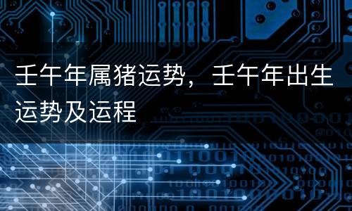壬午年属猪运势，壬午年出生运势及运程