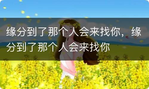 缘分到了那个人会来找你，缘分到了那个人会来找你