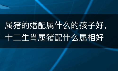 属猪的婚配属什么的孩子好，十二生肖属猪配什么属相好