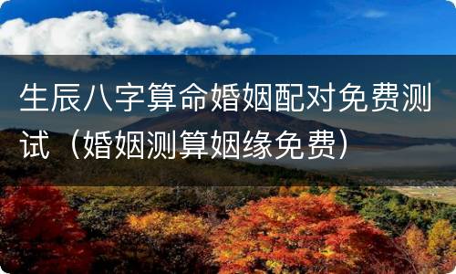 生辰八字算命婚姻配对免费测试（婚姻测算姻缘免费）