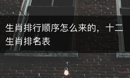 生肖排行顺序怎么来的，十二生肖排名表