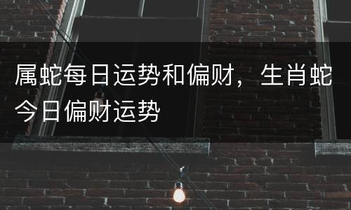 属蛇每日运势和偏财，生肖蛇今日偏财运势