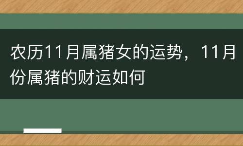 农历11月属猪女的运势，11月份属猪的财运如何
