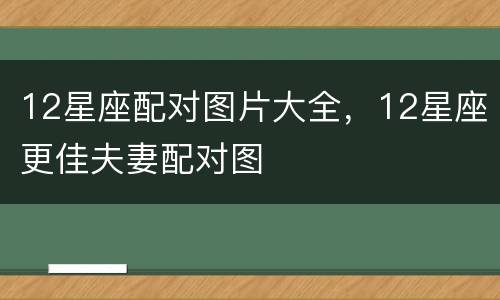 12星座配对图片大全，12星座更佳夫妻配对图