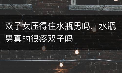 双子女压得住水瓶男吗，水瓶男真的很疼双子吗
