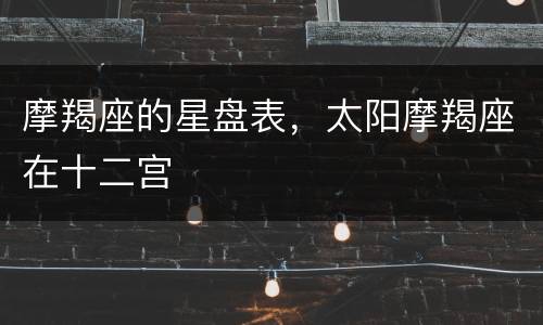 摩羯座的星盘表，太阳摩羯座在十二宫