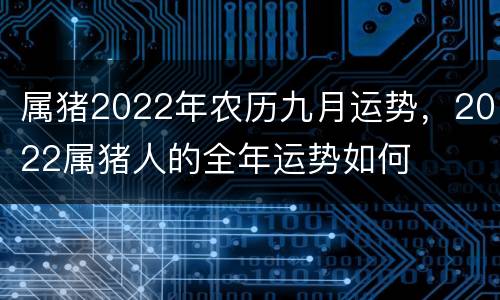 属猪2022年农历九月运势，2022属猪人的全年运势如何