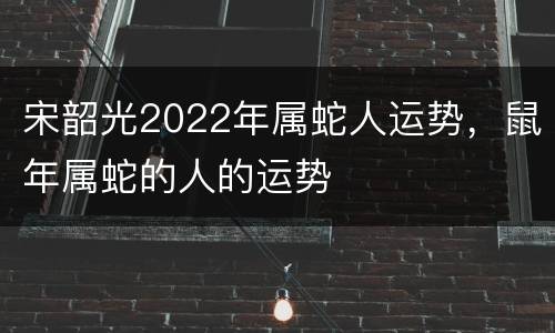宋韶光2022年属蛇人运势，鼠年属蛇的人的运势
