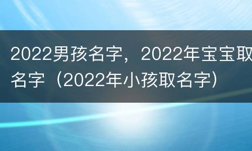 2022男孩名字，2022年宝宝取名字（2022年小孩取名字）
