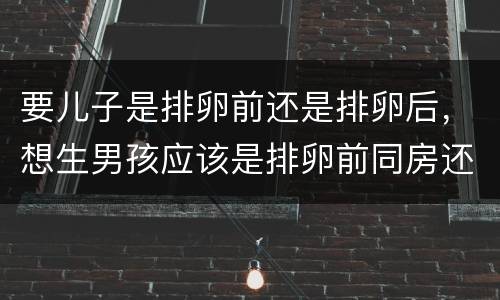 要儿子是排卵前还是排卵后，想生男孩应该是排卵前同房还是排卵后？