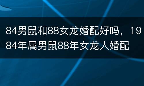 84男鼠和88女龙婚配好吗，1984年属男鼠88年女龙人婚配