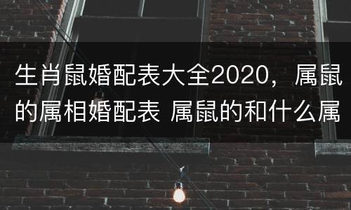 生肖鼠婚配表大全2020，属鼠的属相婚配表 属鼠的和什么属相最配?